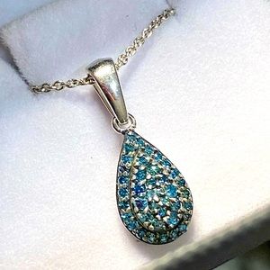D’joy Blue Diamond Pendant and Sterling Silver Necklace. Gently loved💙